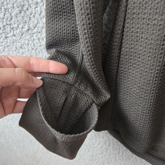 Prana Wensley 1/2 Zip Pullover Waffle Knit Sweatshirt Brown Women's Medium - Picture 3 of 9